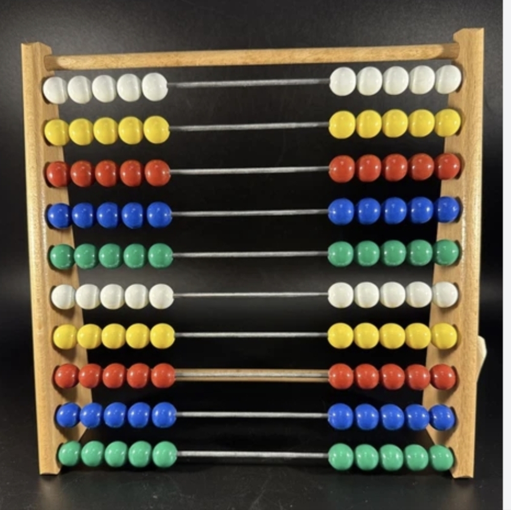 Vintage Battat Abacus Counting Toy Retro 1960s MCM Wood Stand